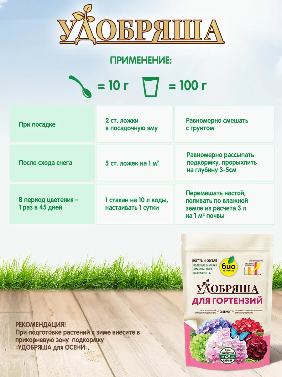 БИО-комплекс Удобрение органическое для гортензий, ТМ Удобряша