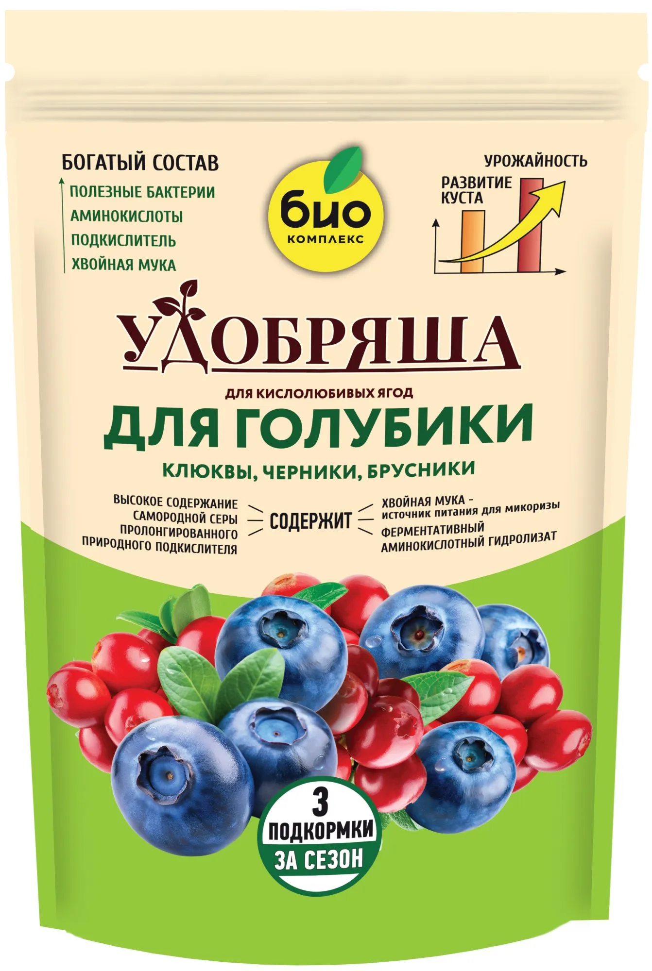 БИО-комплекс Удобрение органическое для голубики, брусники, клюквы, черники, ТМ Удобряша