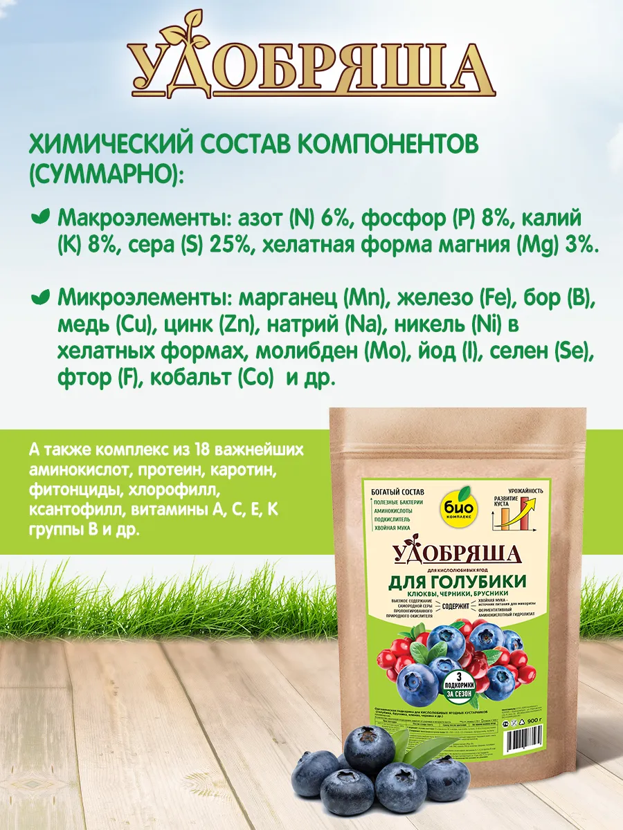 БИО-комплекс Удобрение органическое для голубики, брусники, клюквы, черники, ТМ Удобряша